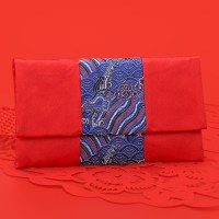 红包利是封2020鼠年春节元旦新年结婚小红包袋个性婚庆布艺大红包 C010系列-波浪蓝 布艺红包