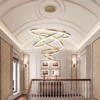 亚克力客厅灯LED创意个性圆环形吊灯闪电客现代简约餐厅书房复式楼灯具
