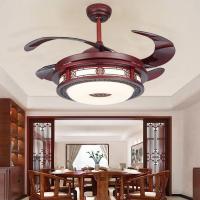 新中式餐厅吊灯隐形风扇灯吊扇灯闪电客客厅卧室家用仿古木灯具中国风