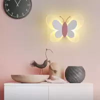 创意LED儿童房壁灯闪电客 卡通个性蝴蝶壁灯男女孩卧室床头灯阅读壁灯具