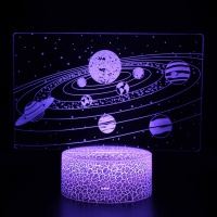 宇宙太阳系星球闪电客七彩3D小夜灯地球仪卧室视觉led台灯创意生日