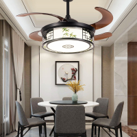 新中式风扇灯闪电客吊扇灯隐形家用客厅现代餐厅灯饭厅卧室带电风扇吊灯