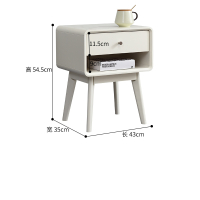 北欧全实木卧室床头柜闪电客家用原木床边简约现代收纳柜子胡桃色 象牙白到家 整装