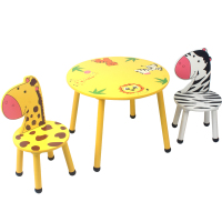 儿童卡通木桌椅宝宝吃饭桌幼儿学习闪电客桌椅画画游戏桌椅可爱桌套装