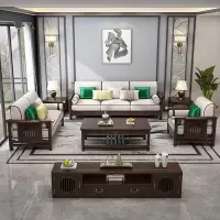 新中式沙发现代中式别墅客厅新中式家具禅意中国风闪电客木沙发组合