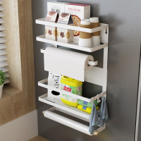 厨房置物架黑色冰箱架侧挂多功能保鲜袋磁吸免打孔洗衣机收纳用品