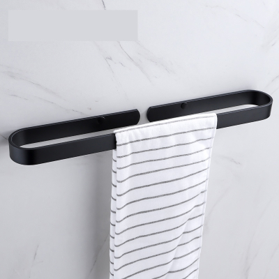 卫生间毛巾架免打孔浴室壁挂CIAA黑色太空铝浴巾北欧单杆简约置物创意