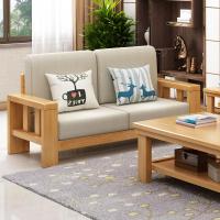 北欧木沙发布艺沙发123组合小户型客厅农村木质沙发中式家具