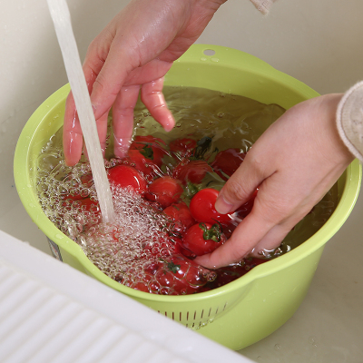 家用厨房洗米筛CIAA淘米盆洗米器塑料沥水洗菜篮洗水果篮筐 透明