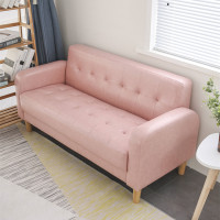 北欧小户型皮沙发双人三人位简约现代粉色客厅卧室服装店铺用简易