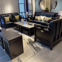 新中式沙发 现代木禅意客厅 轻奢别墅新中式样板房酒店家具定制