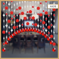 玫瑰花结婚珠帘水晶CIAA帘客厅隔断帘玄关卫生间卧 白+红+大红花 40条0.4-1.0米弧形适合1.4-1.6米内悬挂