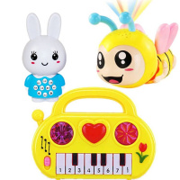 儿童玩具琴早教电子琴玩具兔子早教机故事机玩具蜜蜂投影玩具