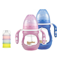 可爱多婴儿玻璃奶瓶防摔硅胶套宽口径防胀气带手柄儿婴儿用品