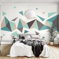 客厅沙电视背景墙壁画北欧个性3d几何壁纸简约现代无纺布墙纸
