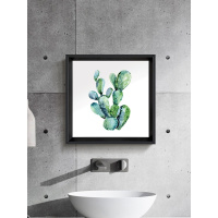 卫生间浴室洗手间防铝板画绿色清新多肉植物仙人掌装饰画
