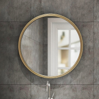 北欧不锈钢壁挂浴室镜子挂镜化妆镜洗手间圆镜装饰贴墙镜卫生间镜