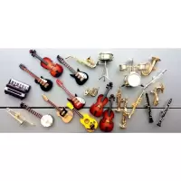 美国购回 收藏级 手工制 mini微缩乐器冰箱贴 大提琴 钢琴 吉他