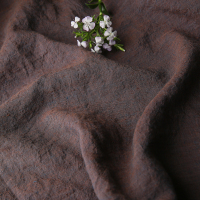 [藻井]高端色织亚麻布经典纯色服装面料连衣裙裤子袍子酱紫布料