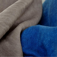 手工植物染色 棉麻斜纹布料 厚麻面料冬季服装蓝染茶染牛仔布