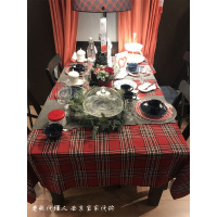 宜家温特尔2018桌布红色格子绿色餐桌大号桌布圣诞 新年装饰桌布