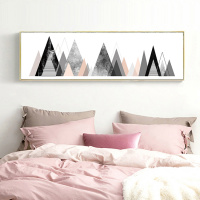 北欧卧室背景墙装饰画抽象挂画现代简约个性创意床头横版几何壁画
