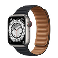 苹果(Apple) Watch Series 7智能手表 钛金属表壳真皮表带 心率血氧监测 运动防水