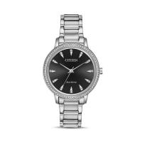 西铁城(CITIZEN)Silhouette 光动能水晶腕表 时尚百搭简约 不锈钢表带 36 毫米女士石英手表 全球购