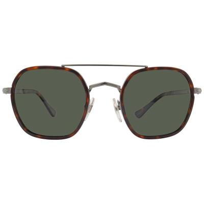 Persol 50 毫米哈瓦那 银色太阳镜 中性 绿色 金属框架 墨镜 休闲百搭 轻便舒适