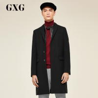 无货不上！GXG男装 冬季商场同款黑色长款羊毛毛呢大衣外套#174226456