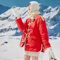 [3件8.5折254.9元]唐狮羽绒服女冬季新款中国红外套一手长红色轻薄羽绒服