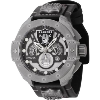 因维克塔(INVICTA) 男士 NFL 时尚流行 日历防水计时皮革枪色表盘石英手表