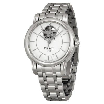 天梭(Tissot)瑞士手表 心媛系列 钢带白盘 经典优雅 轻奢时尚款 自动机械女表 背透防水 35毫米