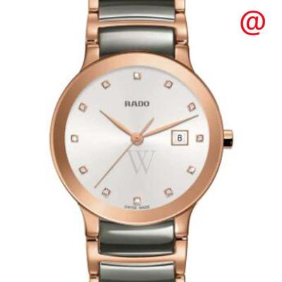 雷达RADO 女士 Centrix 钻石不锈钢米色表盘手表时尚百搭休闲精致大气不锈钢不透底石英R30555762