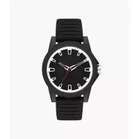 阿玛尼Armani Exchange 三针黑色硅胶手表 简约休闲 时尚百搭 石英手表 运动防水男士腕表AX2520