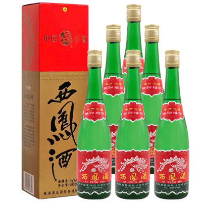西凤酒 55度 西凤 盒装绿瓶 凤香型500mlx6瓶(2021年)