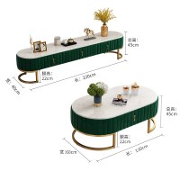北欧大理石电视柜茶几组合现代简约客厅家具组合套装轻奢布艺茶几定制 2.2米电视柜+1.3米茶几组装