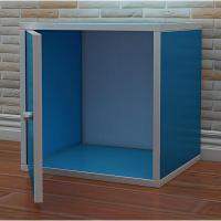 格子柜简约现代自由组合柜书柜装饰柜创意柜子储物柜多功能收纳柜定制 蓝色带门0.6米以下宽