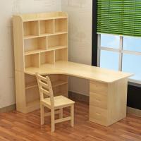 实木转角台式电脑桌书桌家用卧室拐角书架组合书桌儿童学习桌家用定制