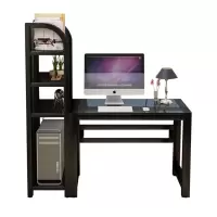 电脑台式桌 家用 现代简约 书桌书架组合 钢化玻璃学生电脑书桌子定制