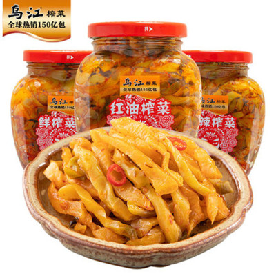 乌江榨菜微辣红油味瓶装300g 泡菜下饭菜腌制熟食早餐粥配菜榨菜丝