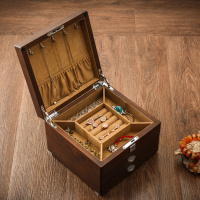 家柏饰(CORATED)俄罗斯榆木实木质首饰盒箱多层珠宝收藏收纳箱带锁