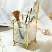 家柏饰(CORATED)复古金色玻璃化妆刷收纳桶彩妆刷子眉笔刷具桶欧式化妆刷收纳筒盒