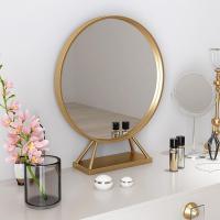 森美人北欧金色化妆镜子圆形台式创意公主梳妆台镜卧室浴室镜酒店桌面镜