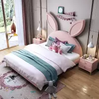 森美人兔子床耳朵儿童床女孩公主床粉色北欧少女梦幻城堡床家具