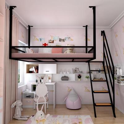 森美人阁楼式床铁艺高架床吊床1.5米单人床小户型公寓床1.8米双人铁架床