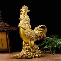 家柏饰(CORATED)铜公鸡摆件铜 金钱福字鸡金鸡报晓公鸡模型鸡摆件大公鸡