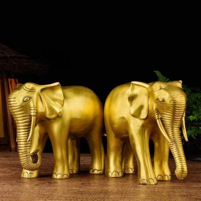 家柏饰(CORATED)大象摆件 铜象象吸水象铜一对装饰品 乔迁开业礼品