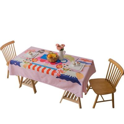 家柏饰(CORATED)日式桌布布艺棉麻混纺防水长方形茶几书桌餐桌布垫猫