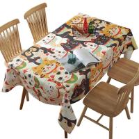 家柏饰(CORATED)日式和风桌布家棉麻混纺布艺正长方形生日化妆台面餐桌布猫